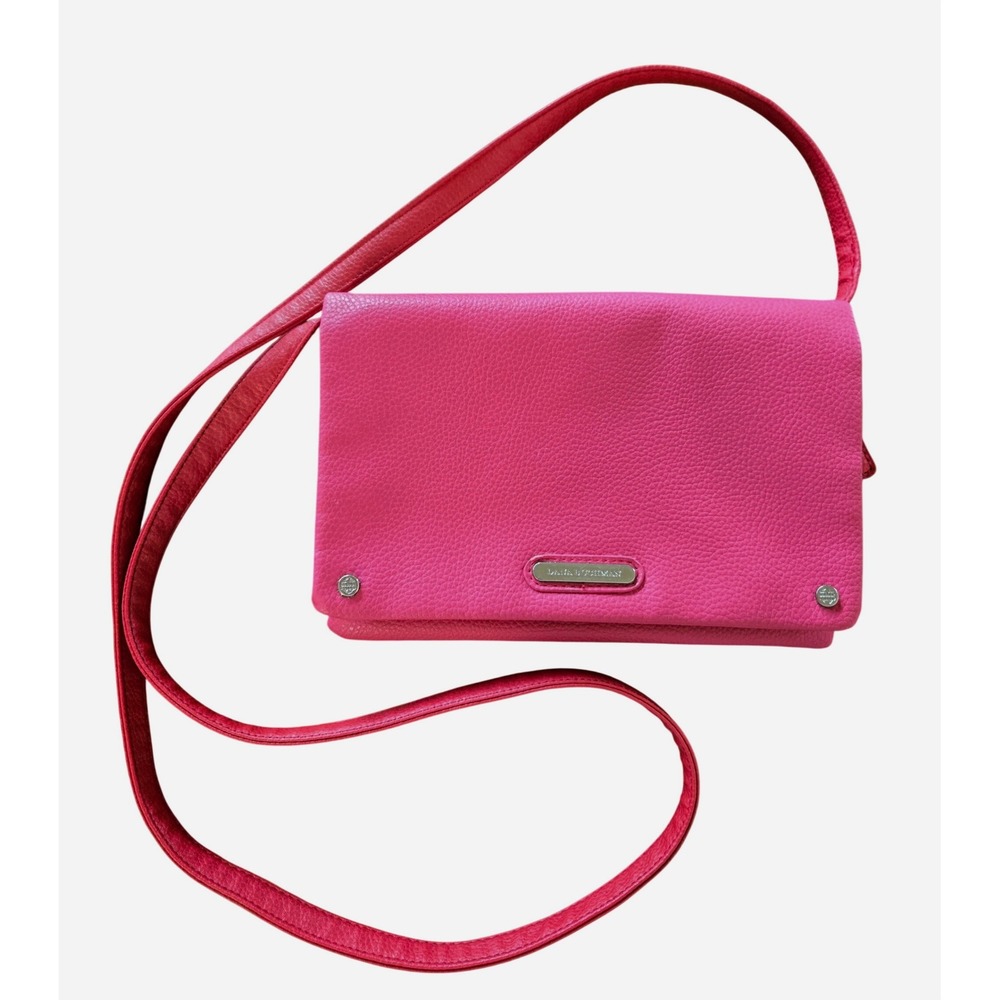 Dana Buchman Hot Pink Pebbled Crossbody Bag Silver Hardware Zebra Print Lining